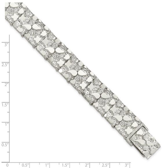 15mm Sterling Silver Nugget Link Bracelet, 8.5 Inch - Picture 6 of 7